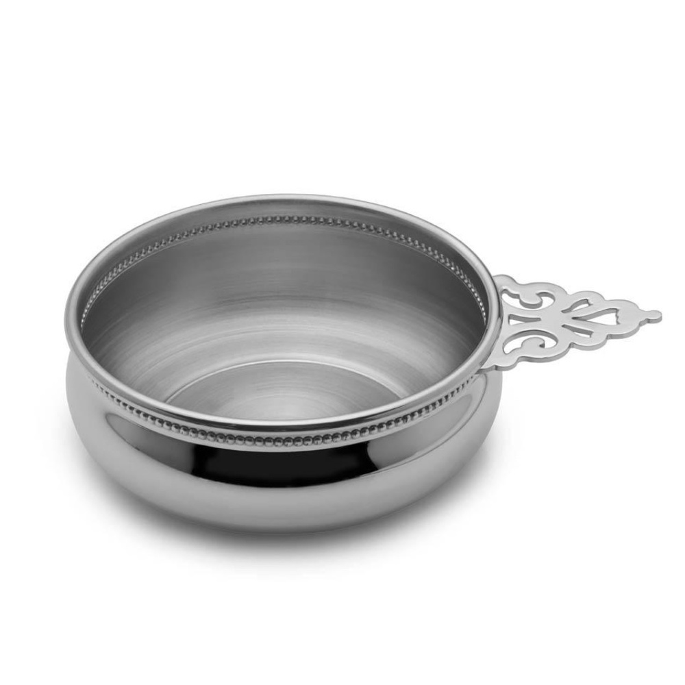 Empire Silver Pewter Pierced Beaded Porringer